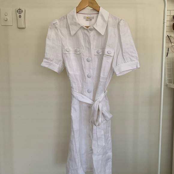 Boden white linen shirt dress - Picture 2 of 3